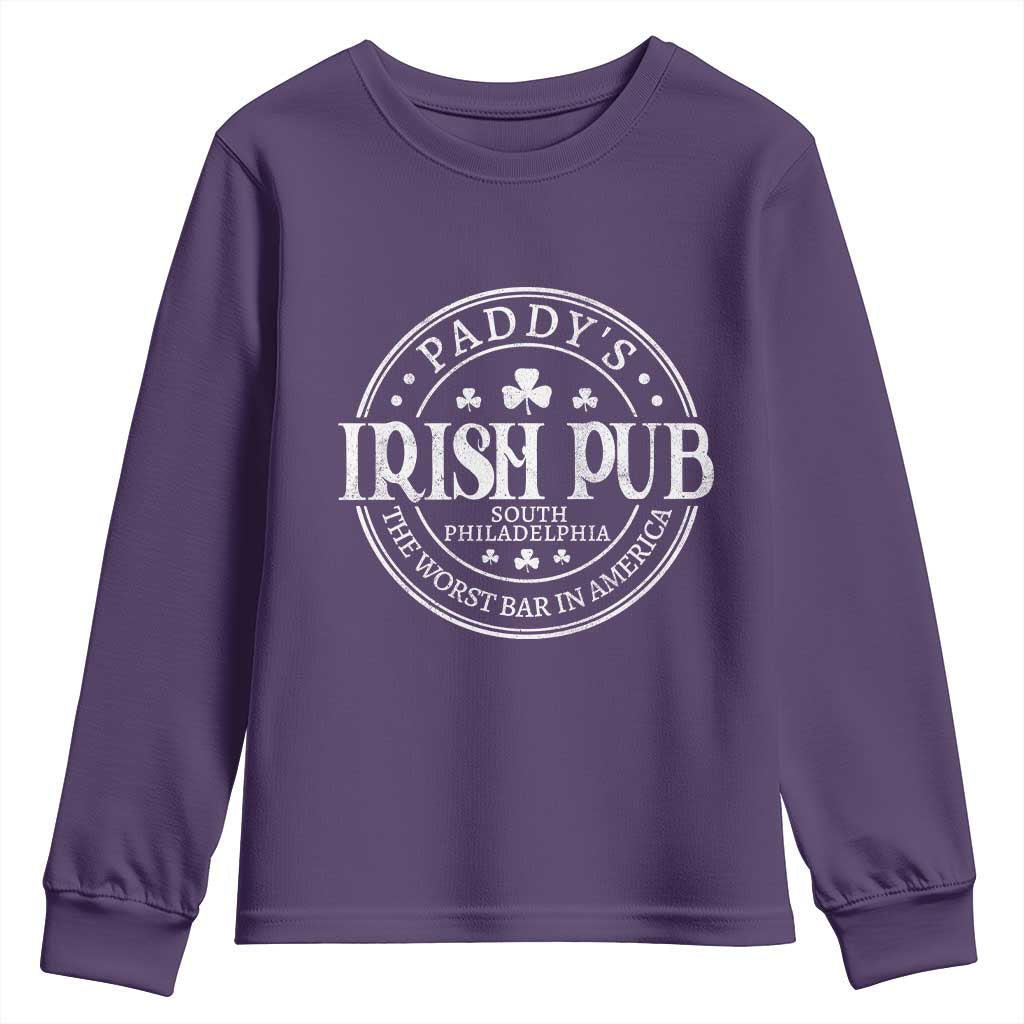 Funny Paddys Irish Pub Youth Sweatshirt The Worst Bar In America St Patricks Day Beer Drinking TS11 Purple Print Your Wear
