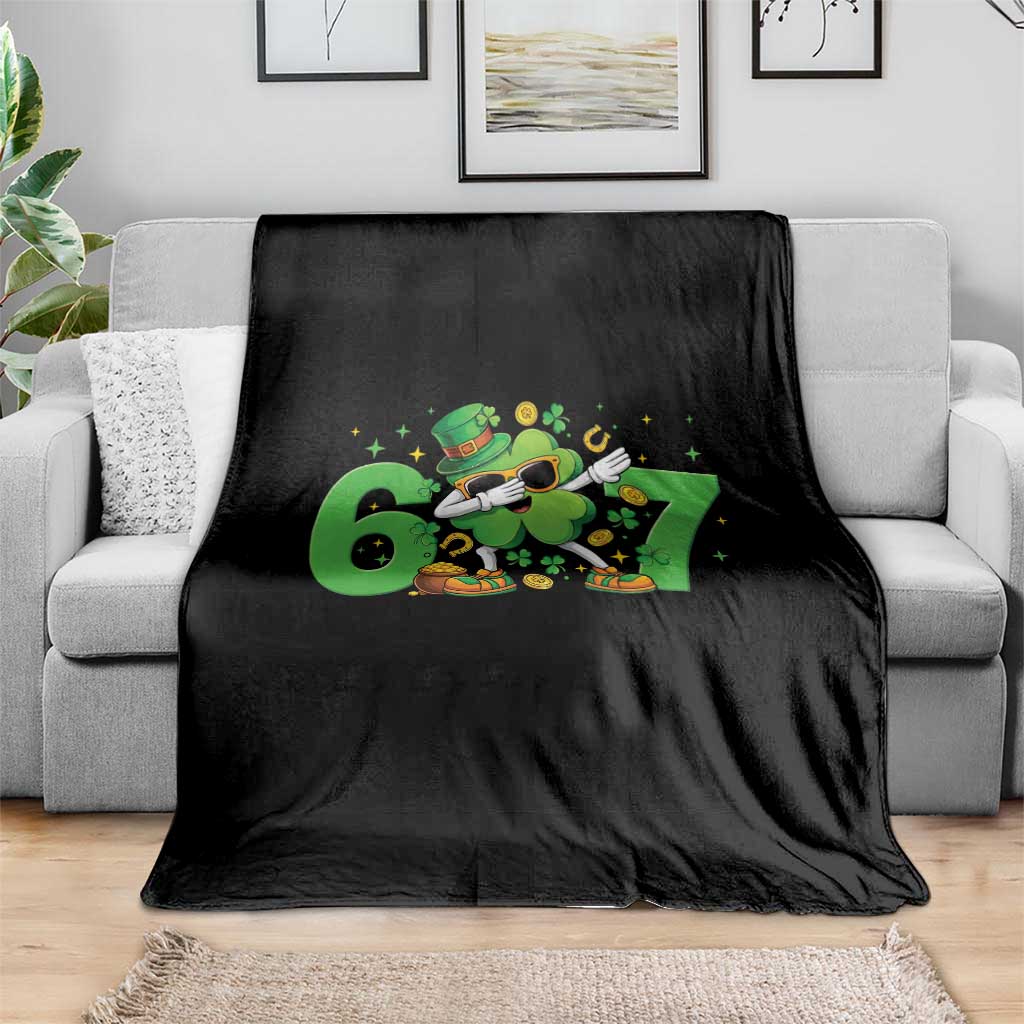 Funny Six Seven 67 St Patricks Day Dabbing Shamrock Throw Blanket TS11 Print Your Wear