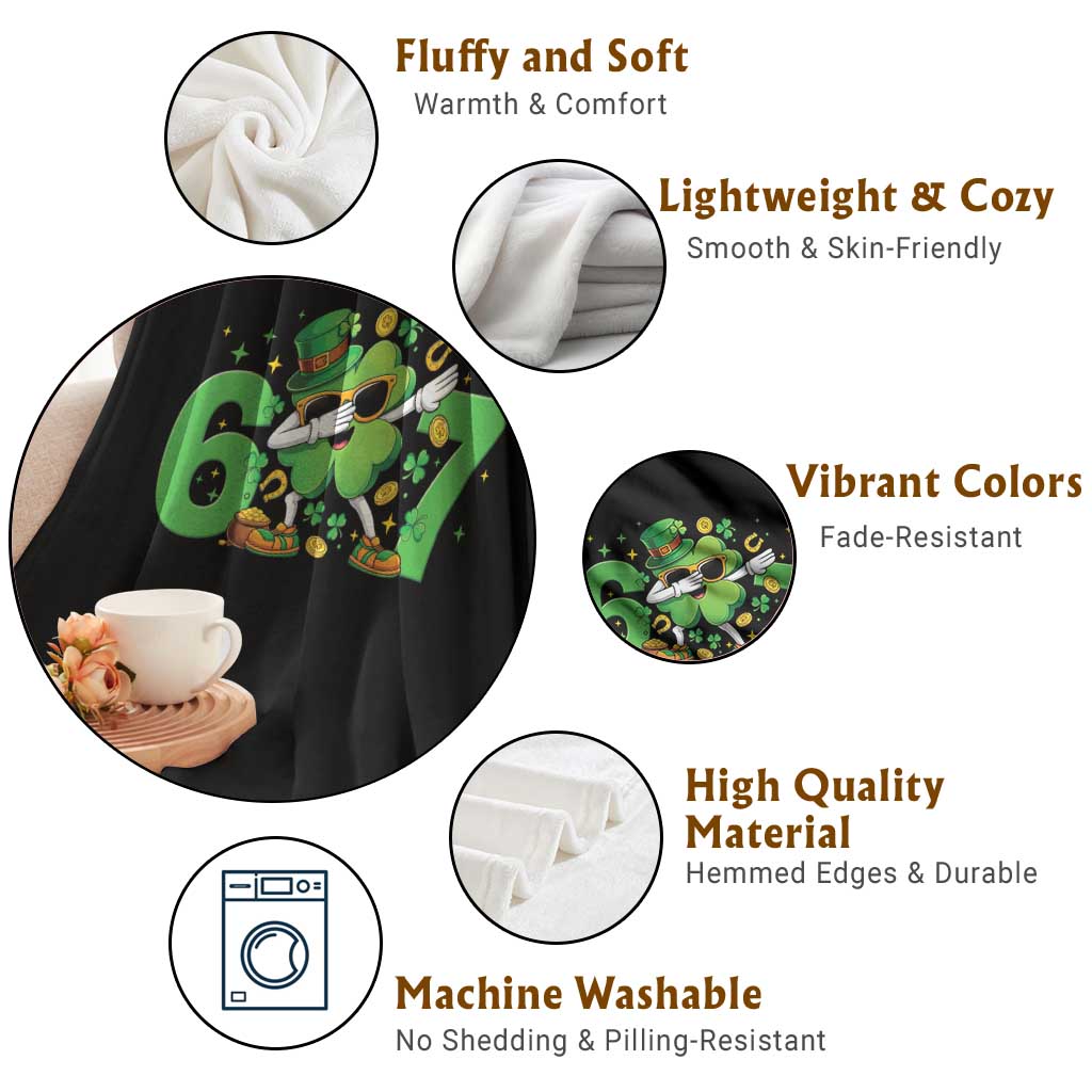 Funny Six Seven 67 St Patricks Day Dabbing Shamrock Throw Blanket TS11 Print Your Wear