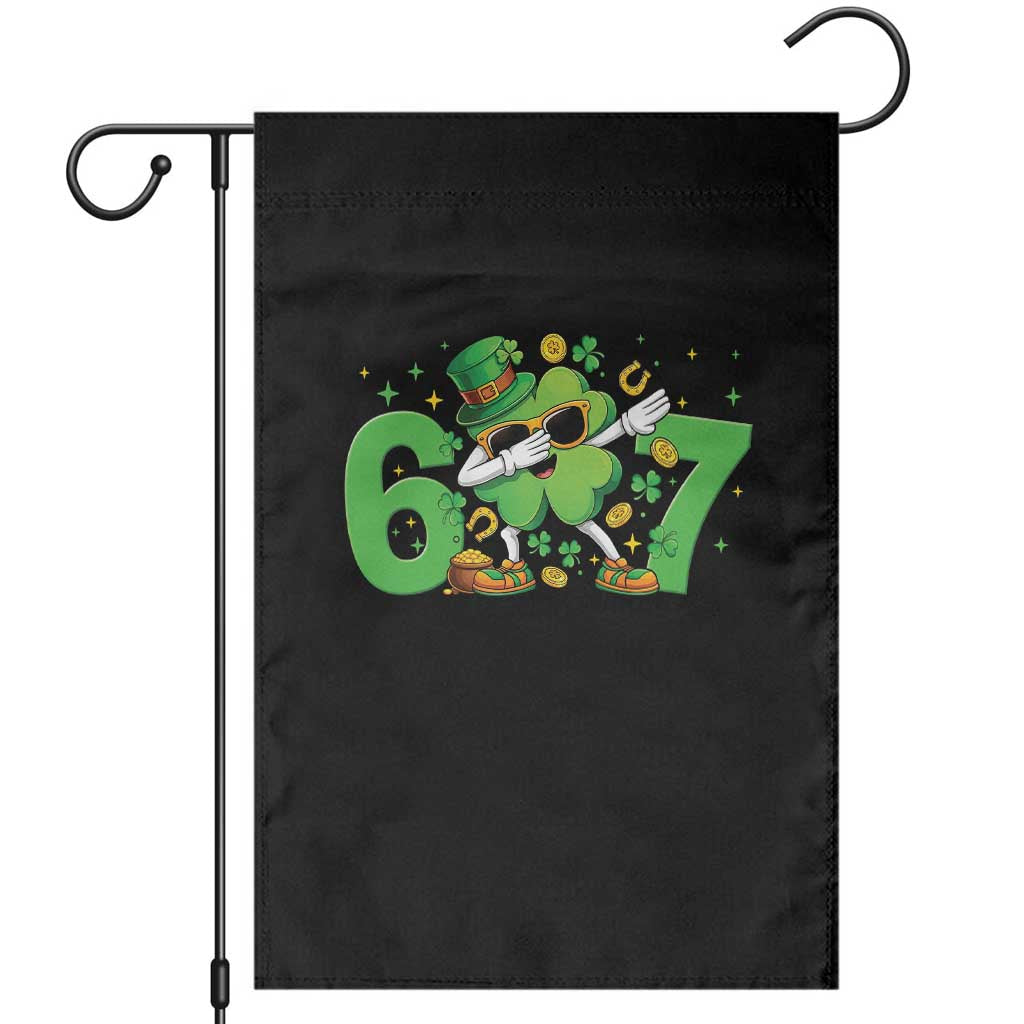 Funny Six Seven 67 St Patricks Day Dabbing Shamrock Garden Flag TS11 Black Print Your Wear