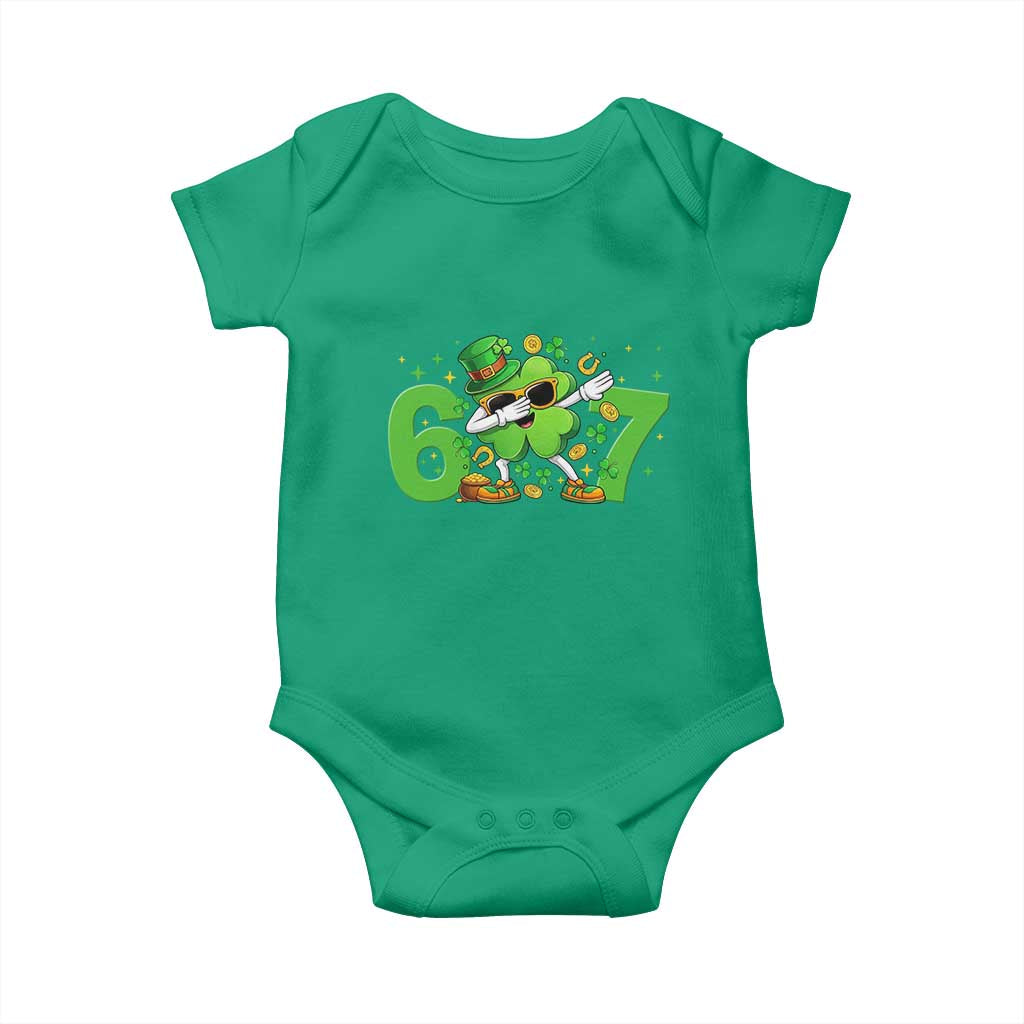 Funny Six Seven 67 St Patricks Day Dabbing Shamrock Baby Onesie TS11 Irish Green Print Your Wear