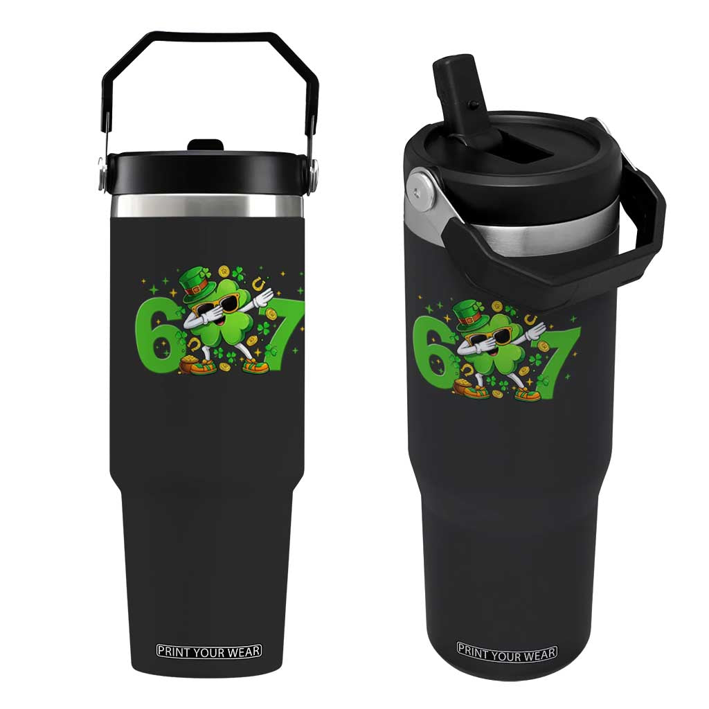 Funny Six Seven 67 St Patricks Day Dabbing Shamrock Flip Straw Tumbler TS11 One Size: 30 oz Black Print Your Wear