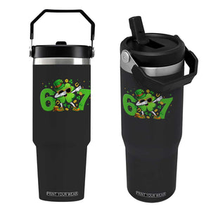 Funny Six Seven 67 St Patricks Day Dabbing Shamrock Flip Straw Tumbler TS11 One Size: 30 oz Black Print Your Wear