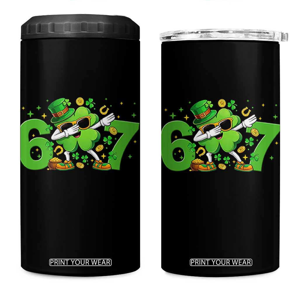 Funny Six Seven 67 St Patricks Day Dabbing Shamrock 4 in 1 Can Cooler Tumbler TS11 One Size: 16 oz Black Print Your Wear