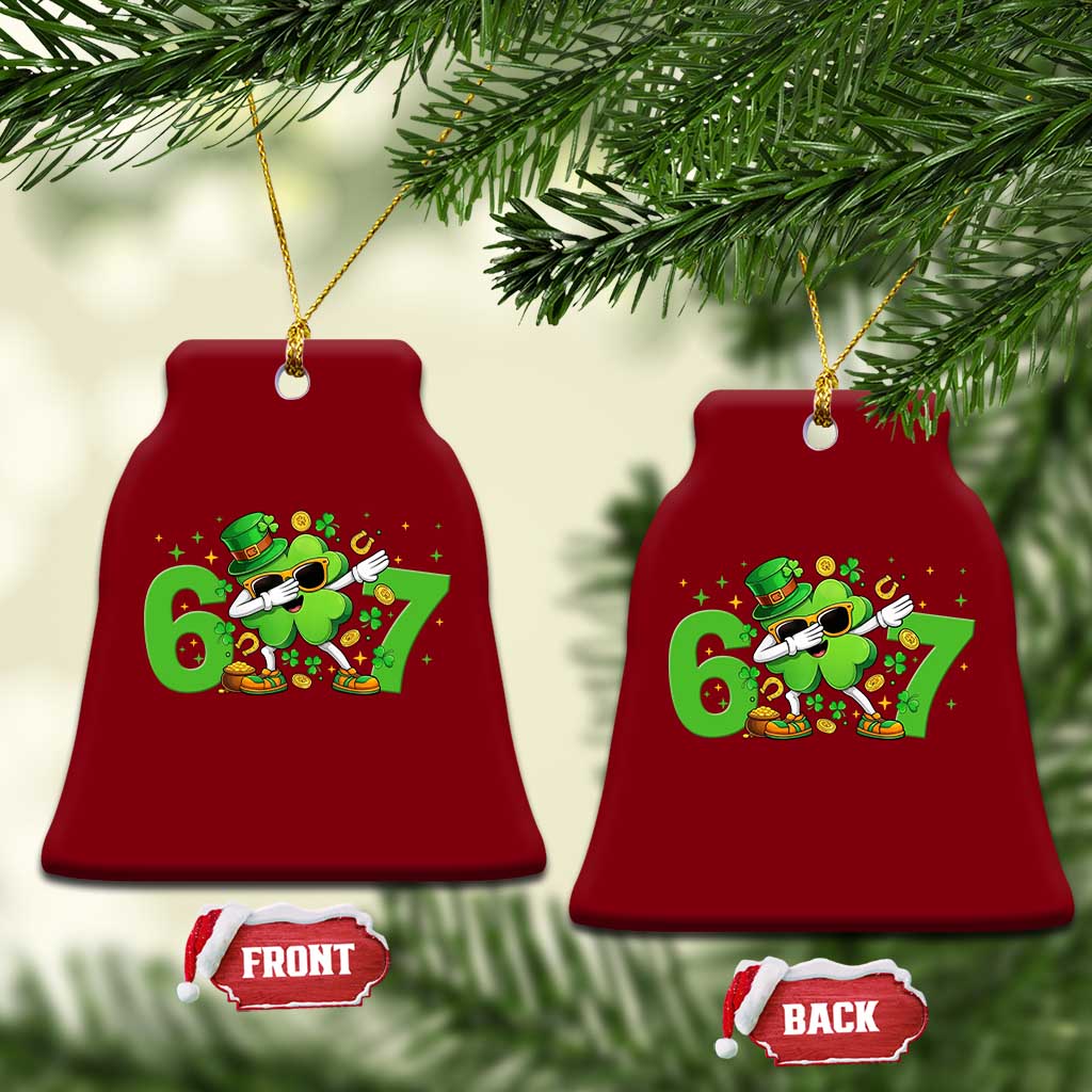 Funny Six Seven 67 St Patricks Day Dabbing Shamrock Ceramic Ornament TS11 Print Your Wear