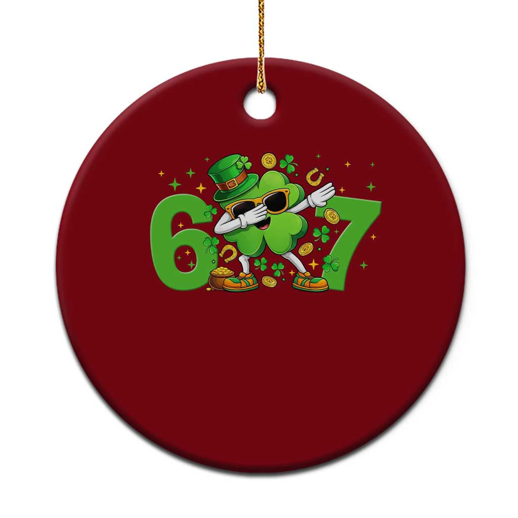 Funny Six Seven 67 St Patricks Day Dabbing Shamrock Ceramic Ornament TS11 1pc Red Print Your Wear