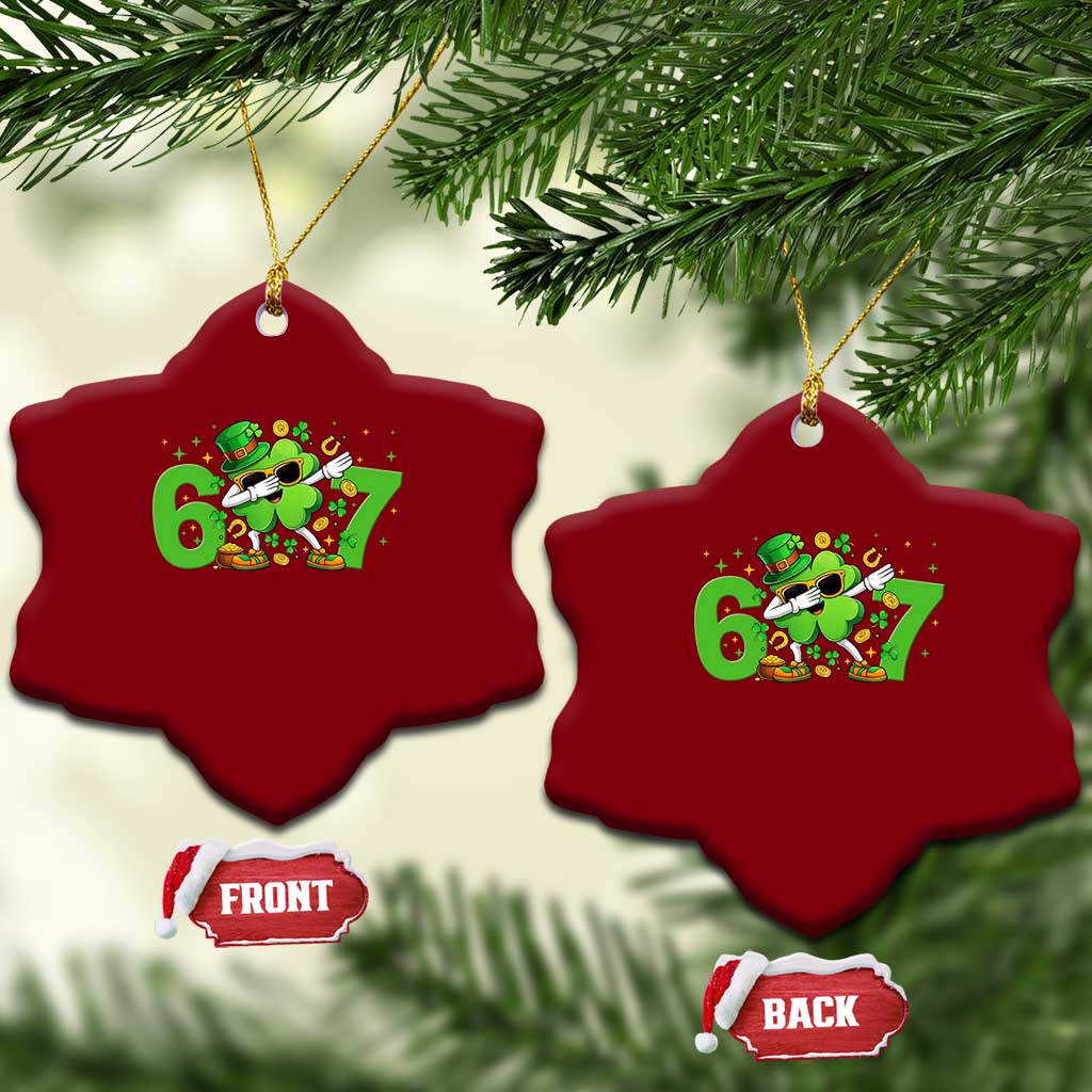 Funny Six Seven 67 St Patricks Day Dabbing Shamrock Ceramic Ornament TS11 Print Your Wear