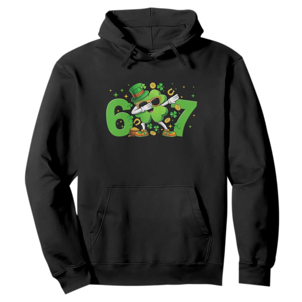 Funny Six Seven 67 St Patricks Day Dabbing Shamrock Hoodie TS11 Black Print Your Wear