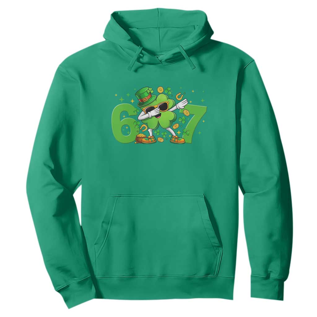 Funny Six Seven 67 St Patricks Day Dabbing Shamrock Hoodie TS11 Irish Green Print Your Wear