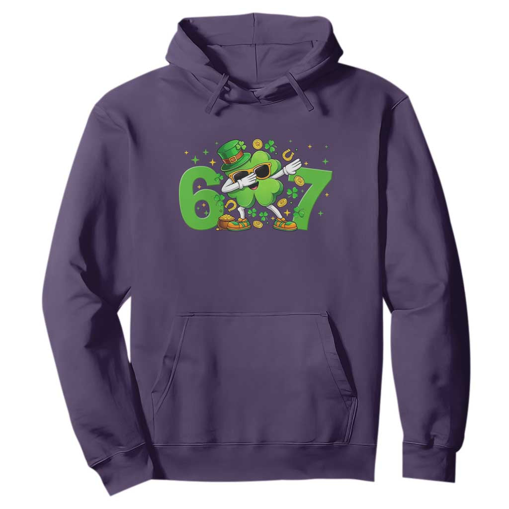 Funny Six Seven 67 St Patricks Day Dabbing Shamrock Hoodie TS11 Purple Print Your Wear