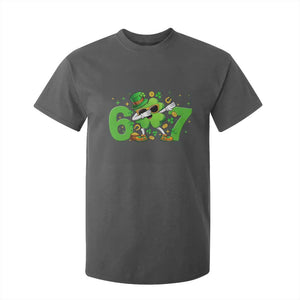 Funny Six Seven 67 St Patricks Day Dabbing Shamrock T Shirt For Kid TS11 Dark Heather Print Your Wear