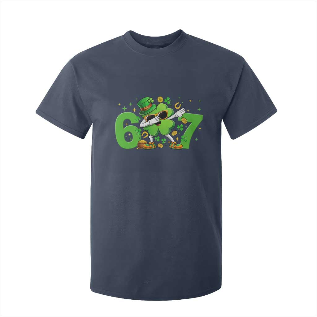 Funny Six Seven 67 St Patricks Day Dabbing Shamrock T Shirt For Kid TS11 Navy Print Your Wear
