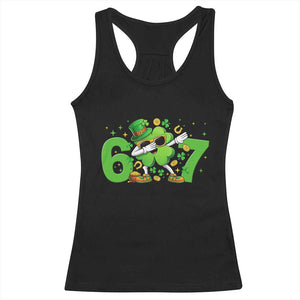 Funny Six Seven 67 St Patricks Day Dabbing Shamrock Racerback Tank Top TS11 Black Print Your Wear
