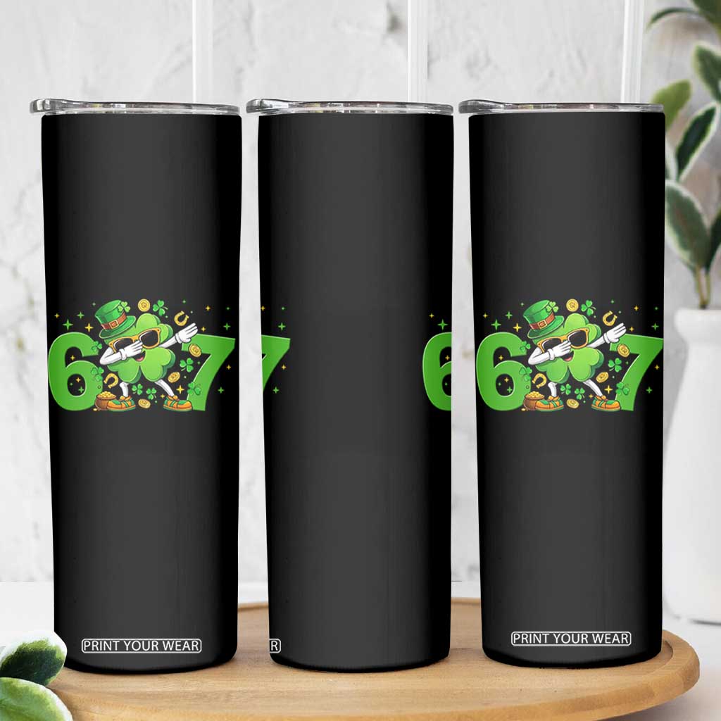 Funny Six Seven 67 St Patricks Day Dabbing Shamrock Skinny Tumbler TS11 Print Your Wear