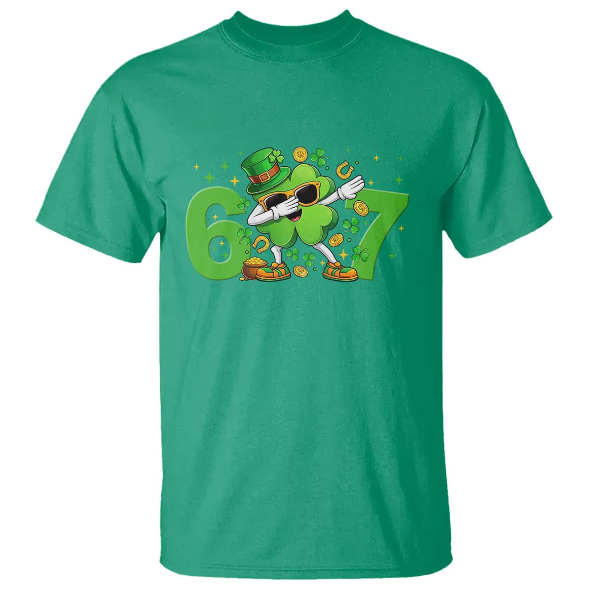 Funny Six Seven 67 St Patricks Day Dabbing Shamrock T Shirt TS11 Irish Green Print Your Wear