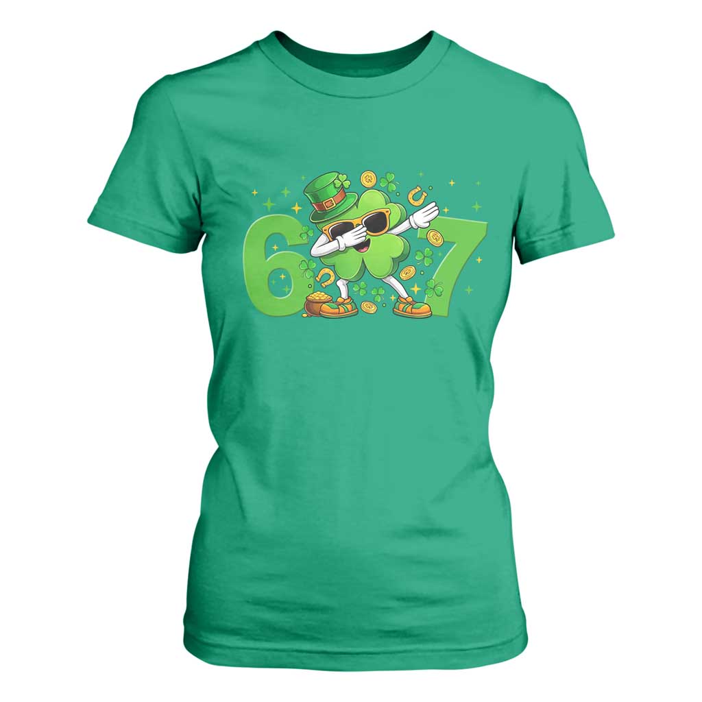 Funny Six Seven 67 St Patricks Day Dabbing Shamrock T Shirt For Women TS11 Irish Green Print Your Wear