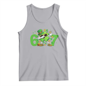 Funny Six Seven 67 St Patricks Day Dabbing Shamrock Tank Top TS11 Athletic Heather Print Your Wear