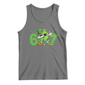 Funny Six Seven 67 St Patricks Day Dabbing Shamrock Tank Top TS11 Black Heather Print Your Wear