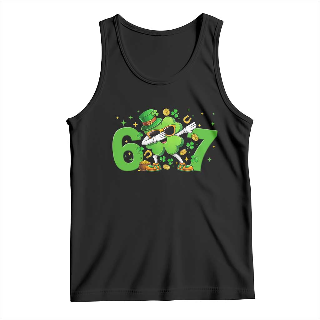Funny Six Seven 67 St Patricks Day Dabbing Shamrock Tank Top TS11 Black Print Your Wear