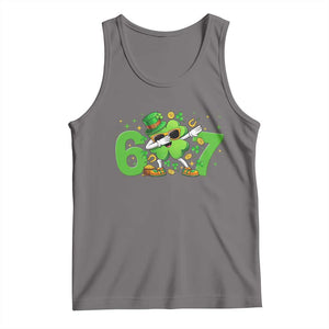Funny Six Seven 67 St Patricks Day Dabbing Shamrock Tank Top TS11 Deep Heather Print Your Wear
