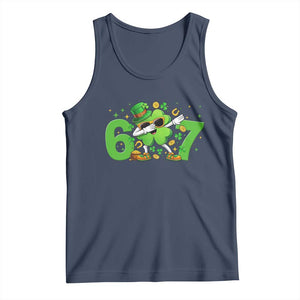 Funny Six Seven 67 St Patricks Day Dabbing Shamrock Tank Top TS11 Navy Print Your Wear