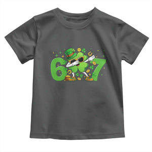 Funny Six Seven 67 St Patricks Day Dabbing Shamrock Toddler T Shirt TS11 Dark Heather Print Your Wear