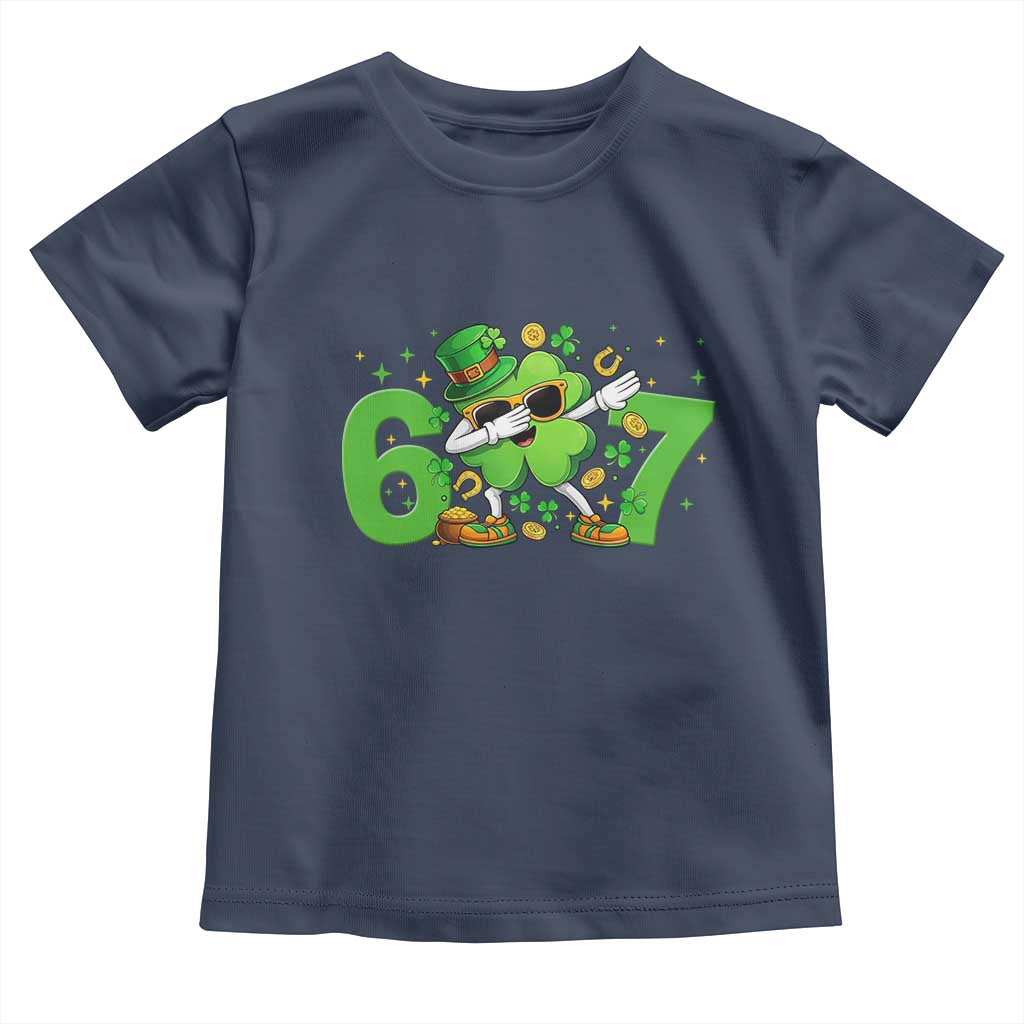 Funny Six Seven 67 St Patricks Day Dabbing Shamrock Toddler T Shirt TS11 Navy Print Your Wear