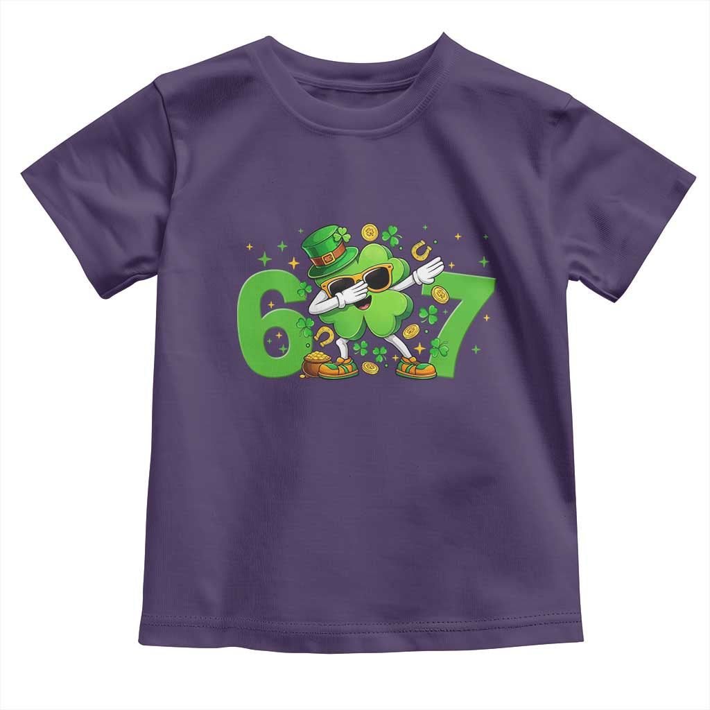Funny Six Seven 67 St Patricks Day Dabbing Shamrock Toddler T Shirt TS11 Purple Print Your Wear