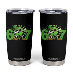 Funny Six Seven 67 St Patricks Day Dabbing Shamrock Tumbler Cup TS11 Black Print Your Wear
