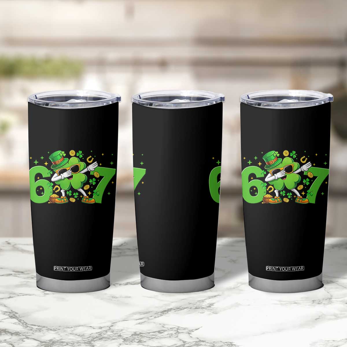 Funny Six Seven 67 St Patricks Day Dabbing Shamrock Tumbler Cup TS11 Print Your Wear