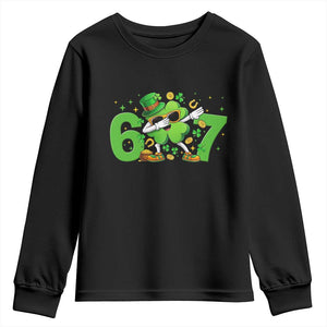 Funny Six Seven 67 St Patricks Day Dabbing Shamrock Youth Sweatshirt TS11 Black Print Your Wear