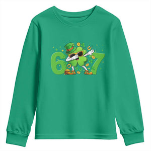 Funny Six Seven 67 St Patricks Day Dabbing Shamrock Youth Sweatshirt TS11 Irish Green Print Your Wear