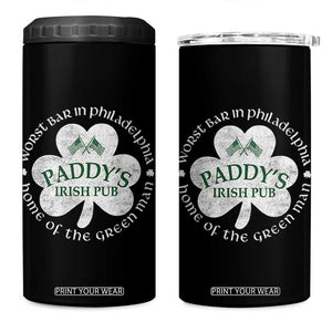Funny Paddys Irish Pub 4 in 1 Can Cooler Tumbler Worst Bar In Philadelphia St Patricks Day Beer Drinking TS11 One Size: 16 oz Black Print Your Wear