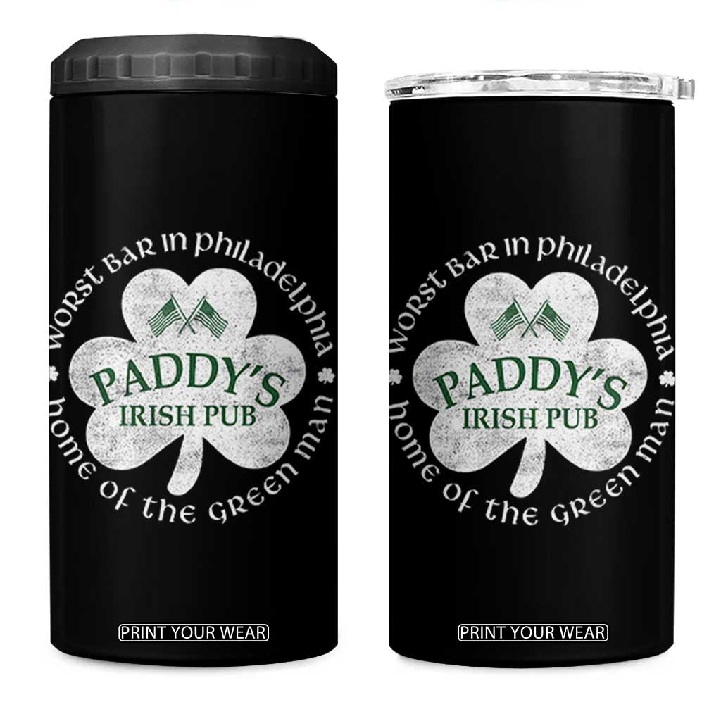 Funny Paddys Irish Pub 4 in 1 Can Cooler Tumbler Worst Bar In Philadelphia St Patricks Day Beer Drinking TS11 One Size: 16 oz Black Print Your Wear