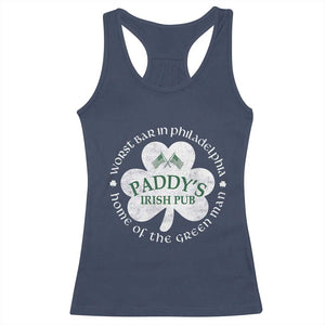 Funny Paddys Irish Pub Racerback Tank Top Worst Bar In Philadelphia St Patricks Day Beer Drinking TS11 Navy Print Your Wear