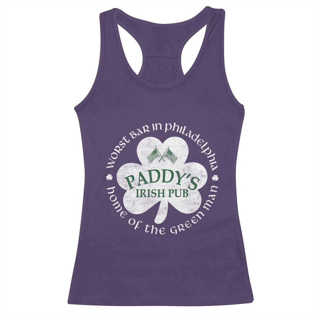 Funny Paddys Irish Pub Racerback Tank Top Worst Bar In Philadelphia St Patricks Day Beer Drinking TS11 Purple Print Your Wear