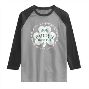 Funny Paddys Irish Pub Raglan Shirt Worst Bar In Philadelphia St Patricks Day Beer Drinking TS11 Sport Gray Black Print Your Wear
