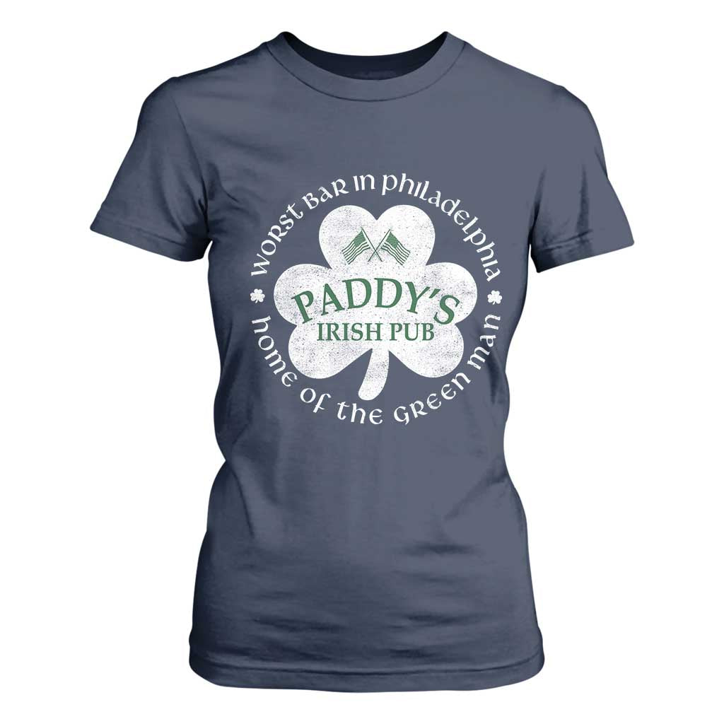 Funny Paddys Irish Pub T Shirt For Women Worst Bar In Philadelphia St Patricks Day Beer Drinking TS11 Navy Print Your Wear