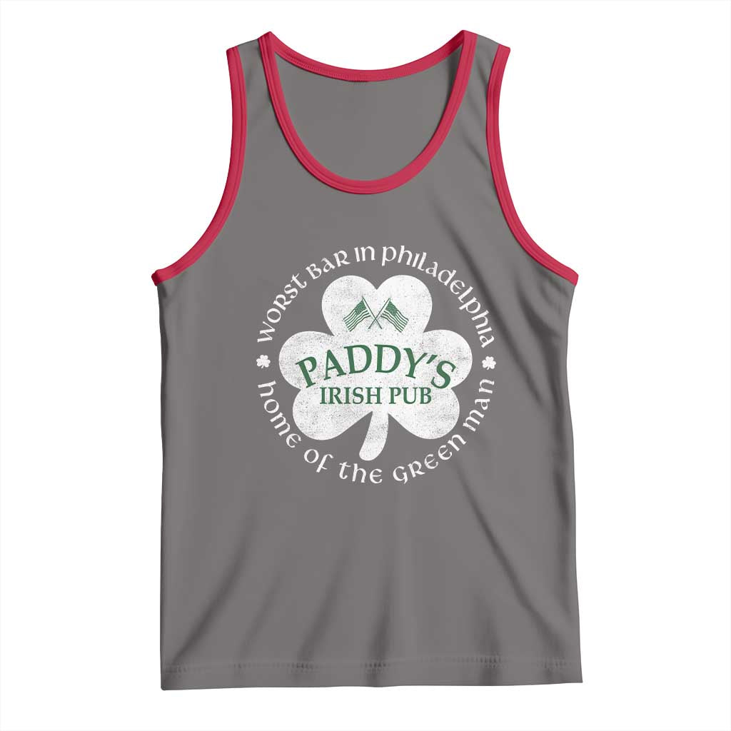 Funny Paddys Irish Pub Tank Top Worst Bar In Philadelphia St Patricks Day Beer Drinking TS11 Deep Heather Red Print Your Wear