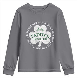 Funny Paddys Irish Pub Youth Sweatshirt Worst Bar In Philadelphia St Patricks Day Beer Drinking TS11 Charcoal Print Your Wear