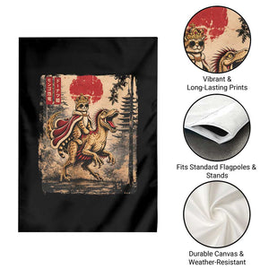Cat Princess Riding Raptor Dinosaur Garden Flag Japanese Vintage Graphic Ukiyoe Art TS11 Print Your Wear