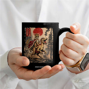 Cat Princess Riding Raptor Dinosaur Coffee Mug Japanese Vintage Graphic Ukiyoe Art TS11 Print Your Wear