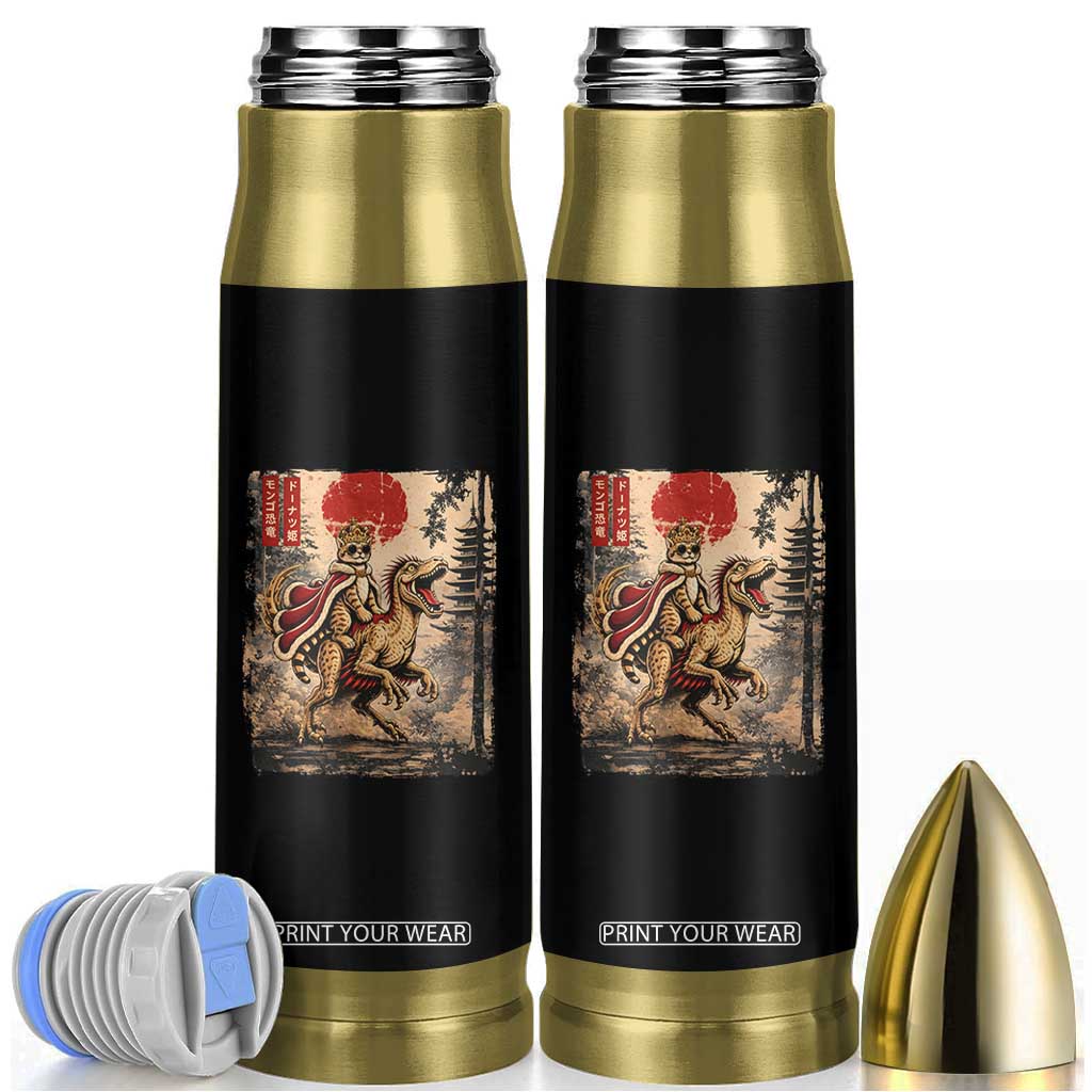 Cat Princess Riding Raptor Dinosaur Bullet Tumbler Japanese Vintage Graphic Ukiyoe Art TS11 Black Print Your Wear