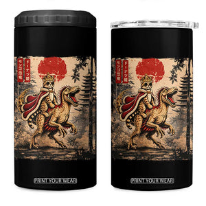 Cat Princess Riding Raptor Dinosaur 4 in 1 Can Cooler Tumbler Japanese Vintage Graphic Ukiyoe Art TS11 One Size: 16 oz Black Print Your Wear