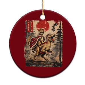 Cat Princess Riding Raptor Dinosaur Ceramic Ornament Japanese Vintage Graphic Ukiyoe Art TS11 1pc Red Print Your Wear
