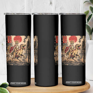 Cat Princess Riding Raptor Dinosaur Skinny Tumbler Japanese Vintage Graphic Ukiyoe Art TS11 Print Your Wear