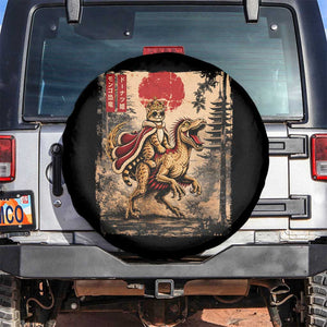 Cat Princess Riding Raptor Dinosaur Spare Tire Cover Japanese Vintage Graphic Ukiyoe Art TS11 No hole Black Print Your Wear