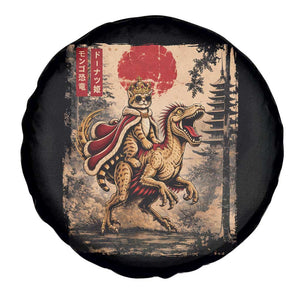Cat Princess Riding Raptor Dinosaur Spare Tire Cover Japanese Vintage Graphic Ukiyoe Art TS11 Print Your Wear