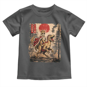 Cat Princess Riding Raptor Dinosaur Toddler T Shirt Japanese Vintage Graphic Ukiyoe Art TS11 Dark Heather Print Your Wear