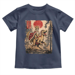 Cat Princess Riding Raptor Dinosaur Toddler T Shirt Japanese Vintage Graphic Ukiyoe Art TS11 Navy Print Your Wear